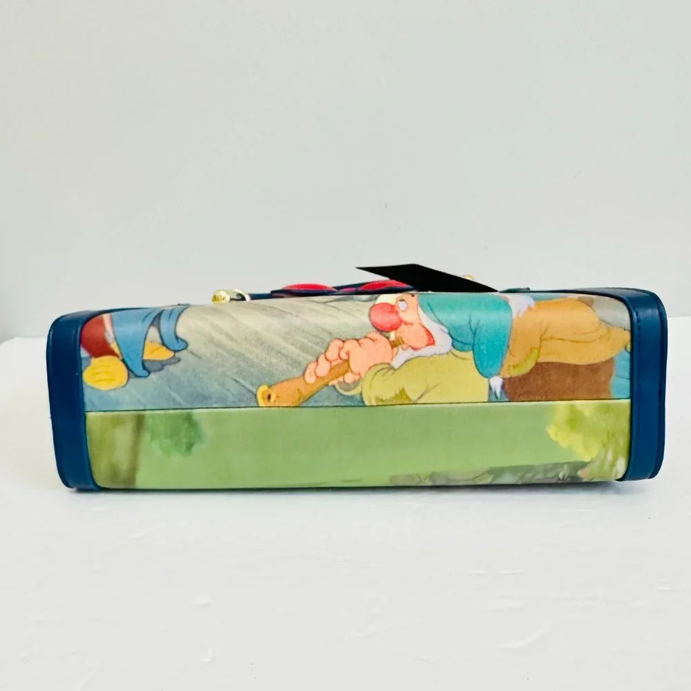 LOUNGEFLY DISNEY PRINCESS SNOW WHITE AND SEVEN DWARVES CROSSBODY SATCHEL - Picture 9 of 11